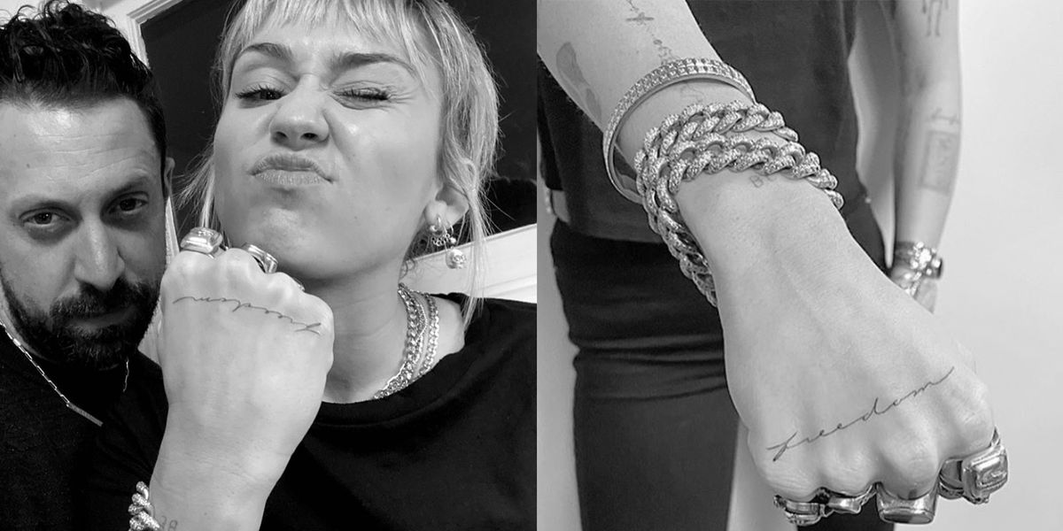 Miley Cyrus Gets "Freedom" Tattoo Amid Liam Hemsworth Divorce - www.harpersbazaar.com