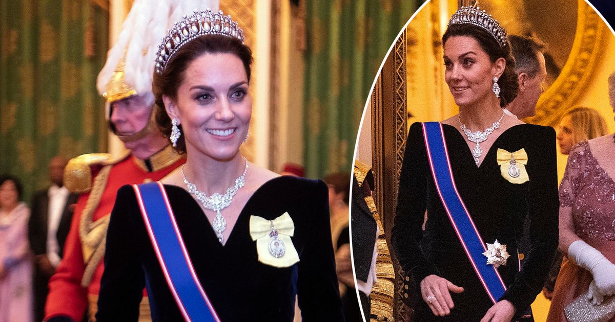 Kate Middleton dazzles in velvet gown and Princess Diana’s tiara at Buckingham Palace with Prince William - www.ok.co.uk - county Buckingham