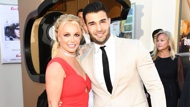 Britney Spears &amp; Boyfriend Sam Asghari Cuddle Up In Front Of A Massive Christmas Tree - hollywoodlife.com