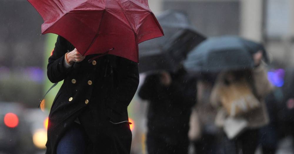 Heavy rain and winds of up to 45mph batter Greater Manchester on Tuesday after Storm Brendan swept across the region - www.manchestereveningnews.co.uk - Britain - Scotland - Manchester - Ireland