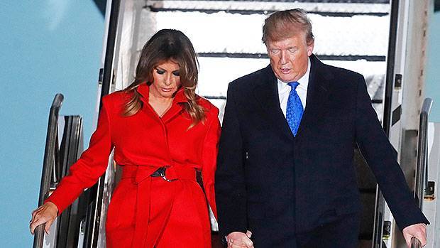Melania Trump Struggles To Keep Skirt From Flying Up Having Wardrobe Malfunction As She Arrives In Florida — Watch - hollywoodlife.com - Florida - county Palm Beach