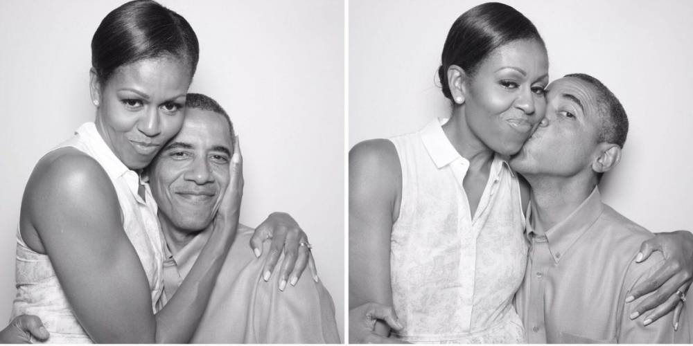Tag Yourself in These Ridiculously Adorable Barack and Michelle Obama Photo Booth Pictures - www.elle.com