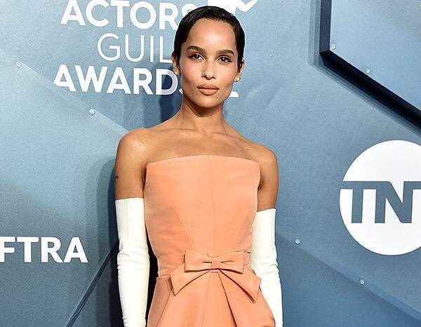 No Little Lies Here: Zoë Kravitz Looks Like a Monterey Ten In a Regal Peach Gown at the SAG Awards - www.eonline.com