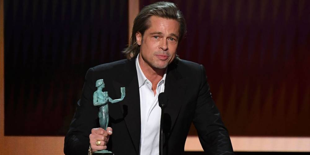 Brad Pitt Jokes That He Has a Tinder Profile at the SAGs - www.marieclaire.com