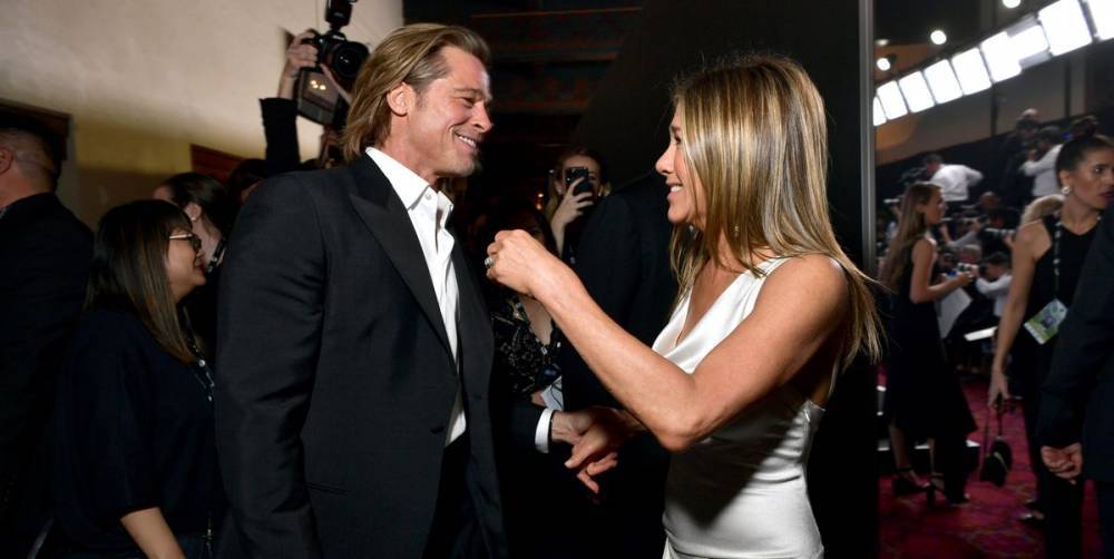 Brad Pitt and Jennifer Aniston Had a Photographed Affectionate(!!!) Reunion at the SAG Awards - www.marieclaire.com