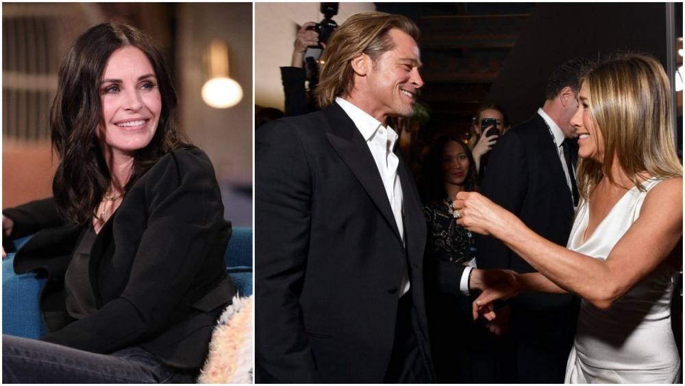 Courteney Cox Kept Liking Photos of Jennifer Aniston and Brad Pitt's Reunion - www.etonline.com