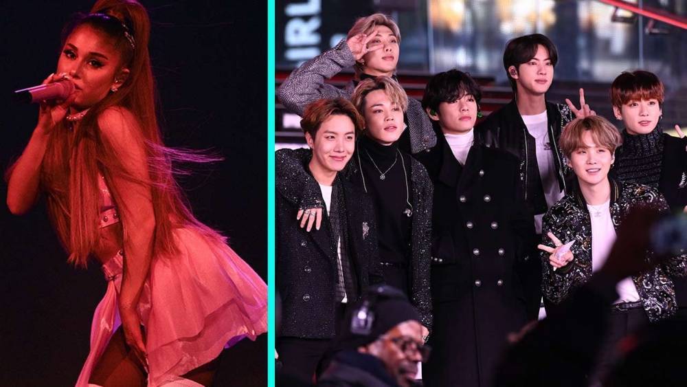 Ariana Grande Shares GRAMMY Rehearsal Pic With BTS and Fans Can't Keep Their Cool - www.etonline.com