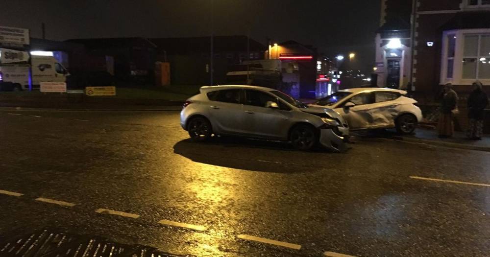 Road shut off with police at scene after car smashes into wall - www.manchestereveningnews.co.uk - Manchester