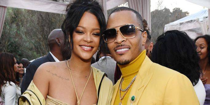 Rihanna Rocked a Gold Sequin Halter Dress at Roc Nation's Pre-Grammys Brunch - www.harpersbazaar.com