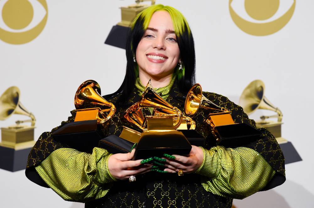 Billie Eilish Reacts to Her Five Grammy Wins With an Appropriately Smiley Photo - www.billboard.com
