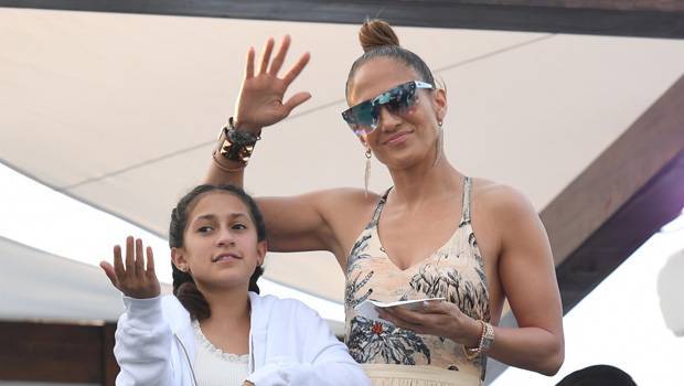 Jennifer Lopez Snuggles Her Daughter, 11, During Break From Intense Super Bowl Rehearsals - hollywoodlife.com