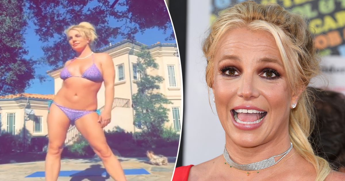 Britney Spears poses in tiny purple bikini and shows off yoga stretches - www.ok.co.uk