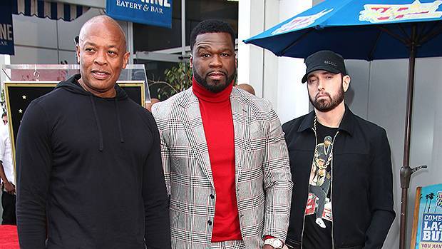 Eminem, 50 Cent Dr. Dre Reunite At 50’s Walk Of Fame Ceremony Fans Freak — Epic Pic - hollywoodlife.com