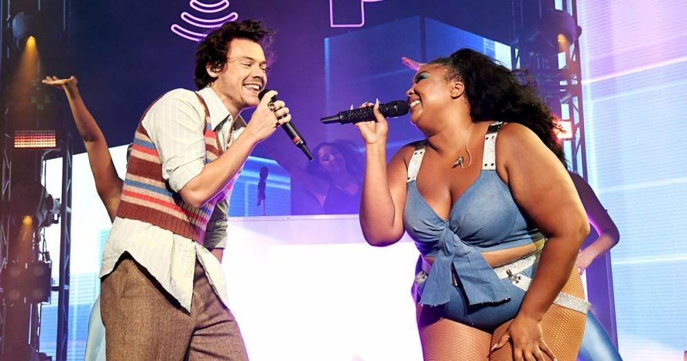 Harry Styles Busts a Move With Lizzo During Surprise ‘Juice’ Performance at Pre-Super Bowl Concert - www.usmagazine.com - Miami - county Fillmore