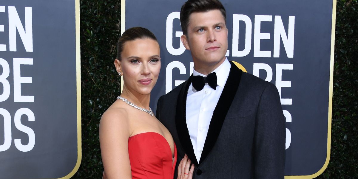 Scarlett Johansson and Colin Jost Have a Moment on the Golden Globes Red Carpet - www.elle.com