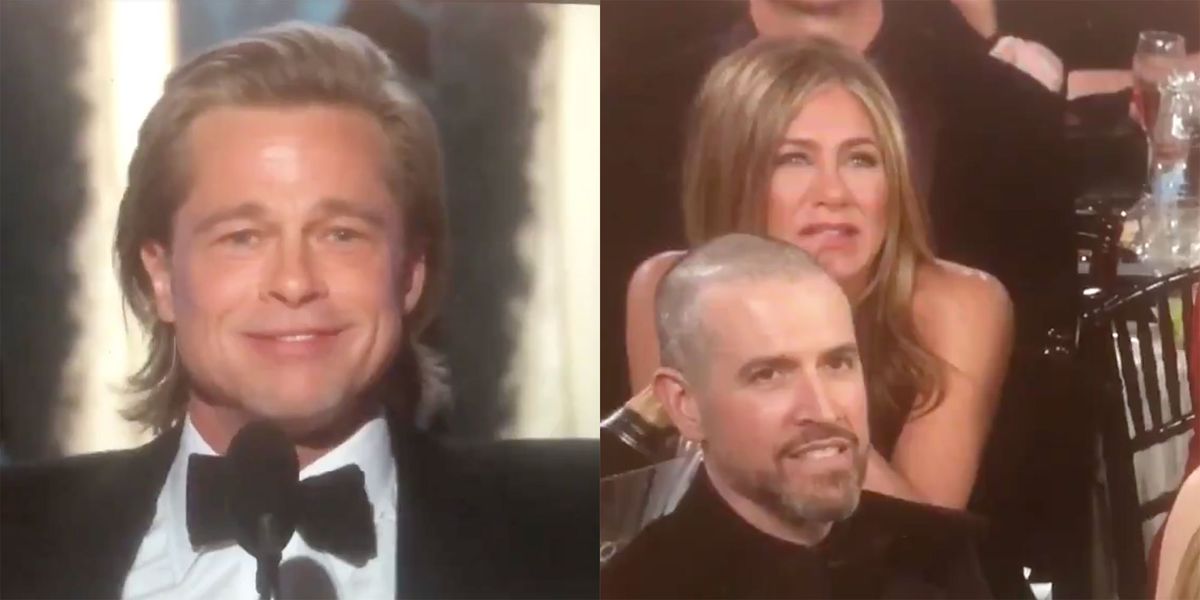 Jennifer Aniston’s Reactions Are the Best Part of Brad Pitt’s Golden Globes Speech - www.elle.com