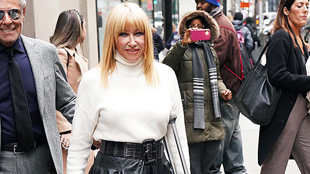 Suzanne Somers, 73, Shows Off Her Toned Legs In Leather Mini Skirt While Walking With A Crutch — Pic - hollywoodlife.com