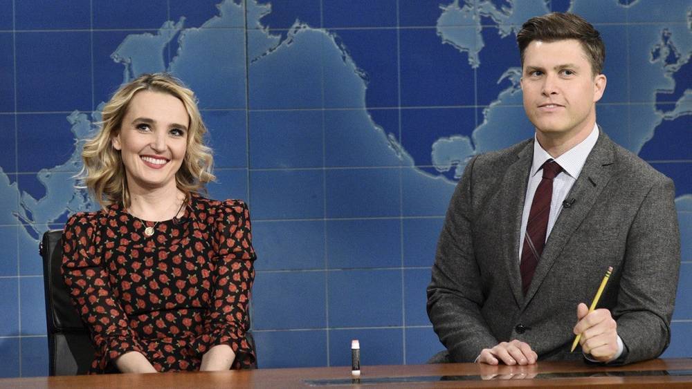 Watch Colin Jost React to 'SNL' Castmate's Impression of His Fiancee Scarlett Johansson - www.etonline.com