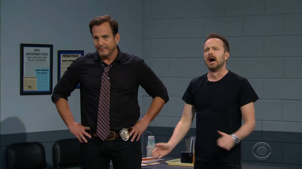 Will Arnett Sends James Corden To Jail In ‘Sexy Suspect’ ‘Late Late Show’ Skit Starring Aaron Paul - etcanada.com