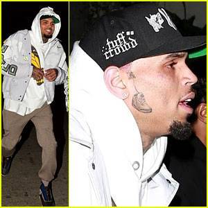 Chris Brown Puts New Face Tattoo On Display in Public! - www.justjared.com - Beverly Hills