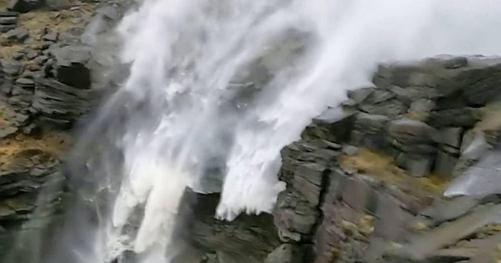 Watch the moment Peak District waterfall appears to flow backwards during Storm Ciara - www.manchestereveningnews.co.uk