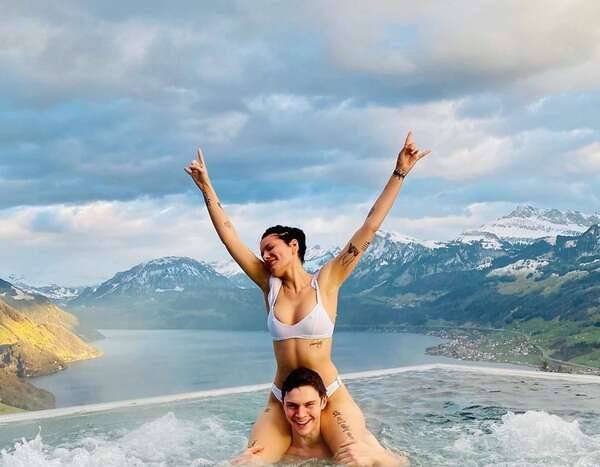 Halsey and Evan Peters Make a Splash on Their First Valentine's Day in Switzerland - www.eonline.com - USA - Switzerland
