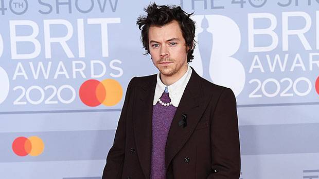 Harry Styles Pays Tribute To Ex Caroline Flack After Her Death With Black Ribbon At BRIT Awards — Pic - hollywoodlife.com
