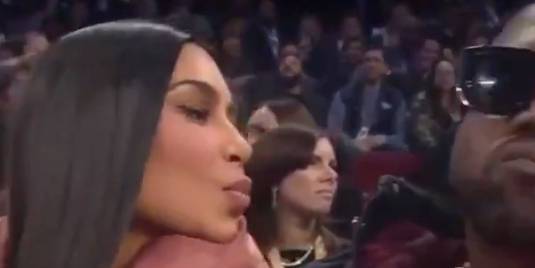 Kim Seemingly Tried to Kiss Kanye on a Kiss Cam and He Didn't Notice - www.marieclaire.com