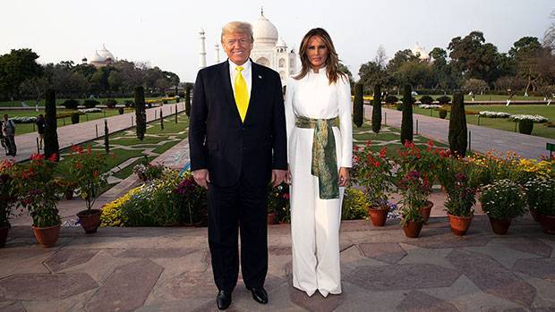 Donald Melania Trump Awkwardly Stand Side-By-Side Without Touching At Taj Mahal - hollywoodlife.com - India