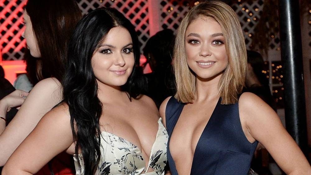 Sarah Hyland and Ariel Winter Wear Matching See-Through Dresses to ‘Modern Family’ Wrap Party - www.etonline.com