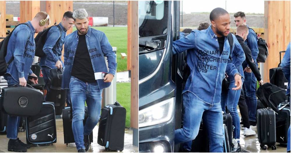 Manchester City players rock double denim as they jet off to Madrid - www.manchestereveningnews.co.uk - Manchester