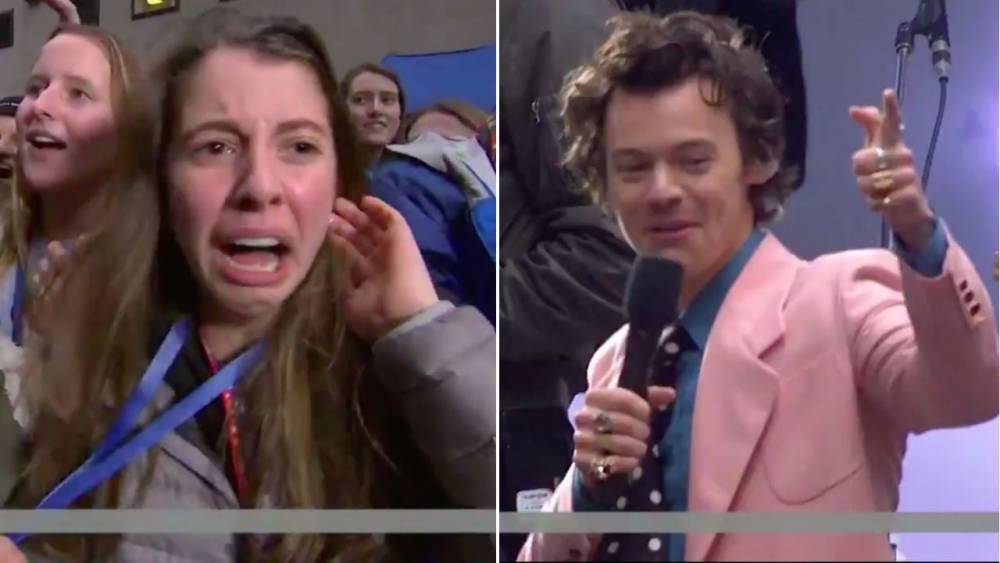 Watch Harry Styles' Superfan Flip Out and Fall to the Ground After He Gives Her VIP Tickets - www.etonline.com - Britain