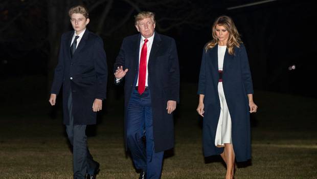 Barron Trump, 13, Looks Dapper In Navy Suit Tie While Arriving At White House With Donald Melania - hollywoodlife.com - Florida - Washington