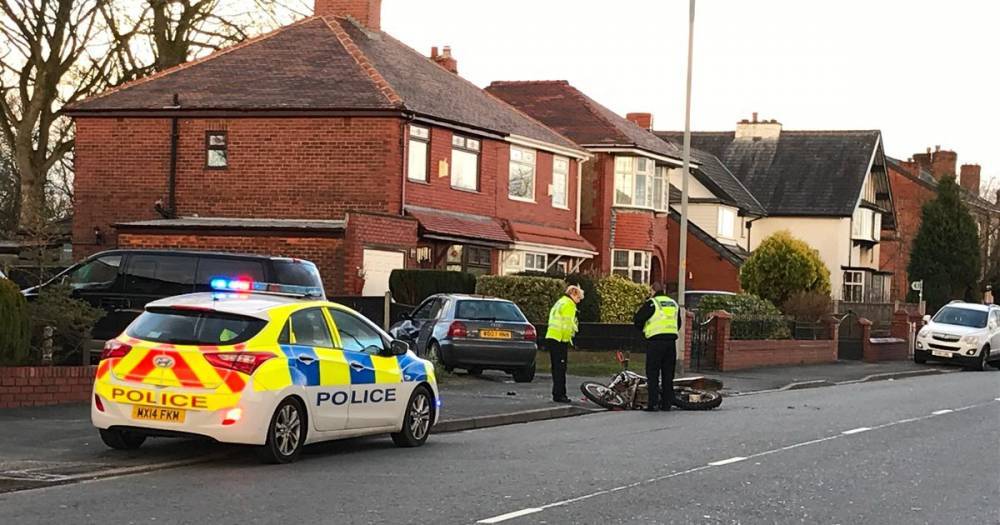 Man taken to hospital after crash involving motorbike and car in Leigh - www.manchestereveningnews.co.uk - county Hall