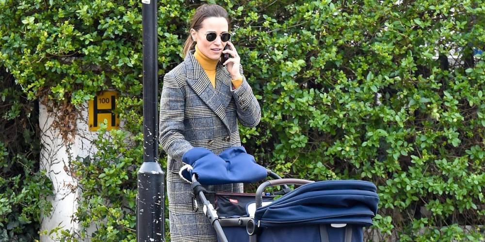 Pippa Middleton Wraps Up in a Chic Plaid Coat for a Walk with Her Son, Arthur - www.harpersbazaar.com - London