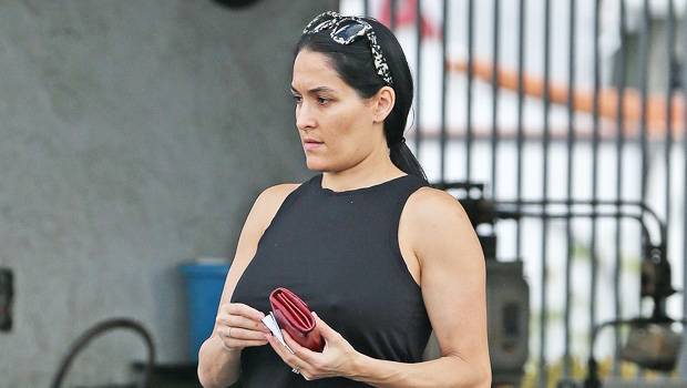 Nikki Bella Goes Makeup-Free While Showing Off Baby Bump In Tight Black Tank Top On Grocery Store Run - hollywoodlife.com
