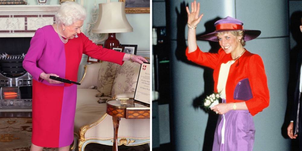 Queen Elizabeth's Color-Blocked Dress Resembles a Classic Princess Diana Look - www.harpersbazaar.com - Hong Kong - Kuwait