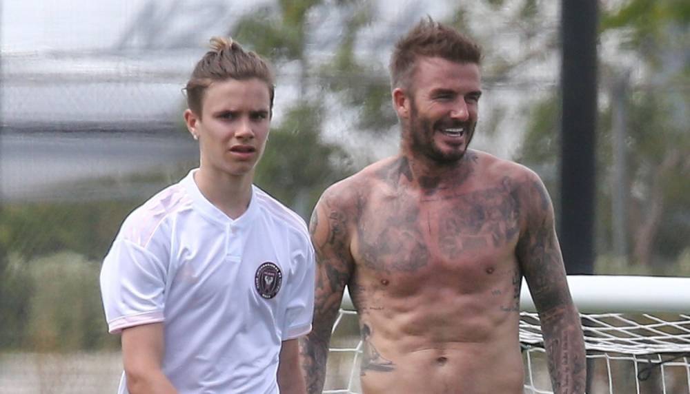 David Beckham Goes Shirtless for Soccer Game with His Kids - www.justjared.com - Miami - Florida