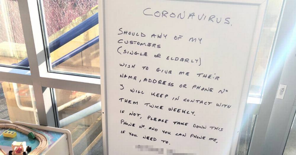 Scots rail worker melts hearts after penning sign offering to help vulnerable people amid coronavirus - www.dailyrecord.co.uk - Scotland