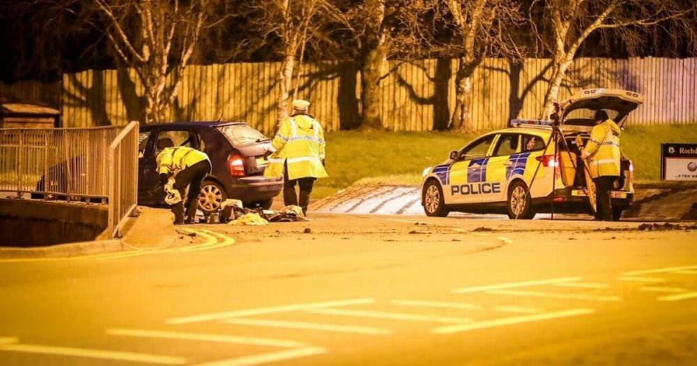 Woman dies and three men injured after Skoda Fabia overturns on a roundabout - www.manchestereveningnews.co.uk
