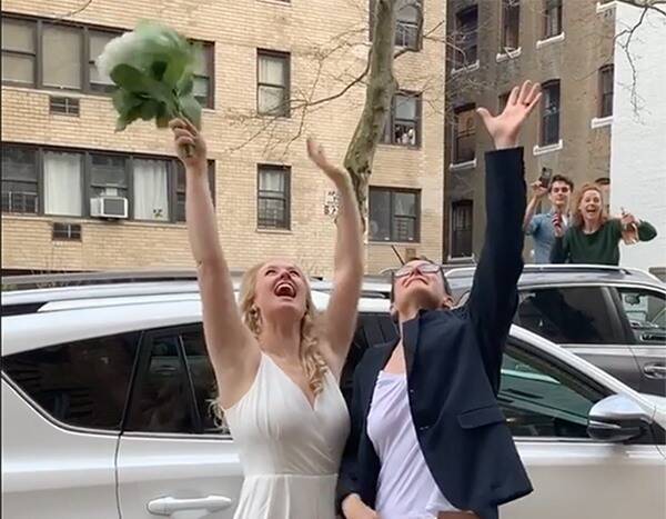 Couple Marries on New York Street as Friend Officiates Wedding From 3 Floors Up - www.eonline.com - New York - New York