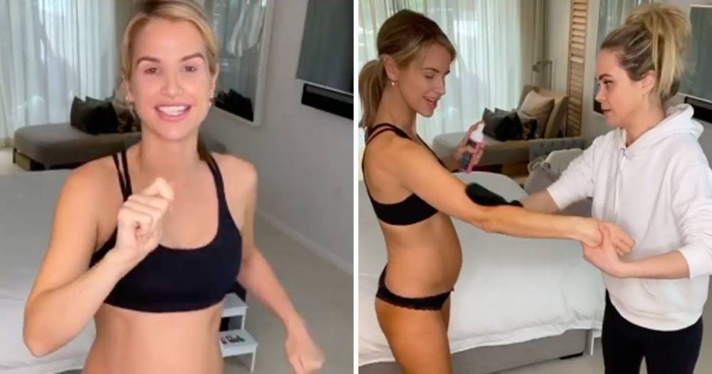 Vogue Williams flaunts blossoming baby bump in her underwear in tanning tutorial after announcing pregnancy - www.ok.co.uk - Chelsea