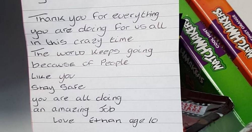 Pharmacist left emotional as boy, 10, pens sweet note thanking him for 'doing an amazing job' - www.ok.co.uk