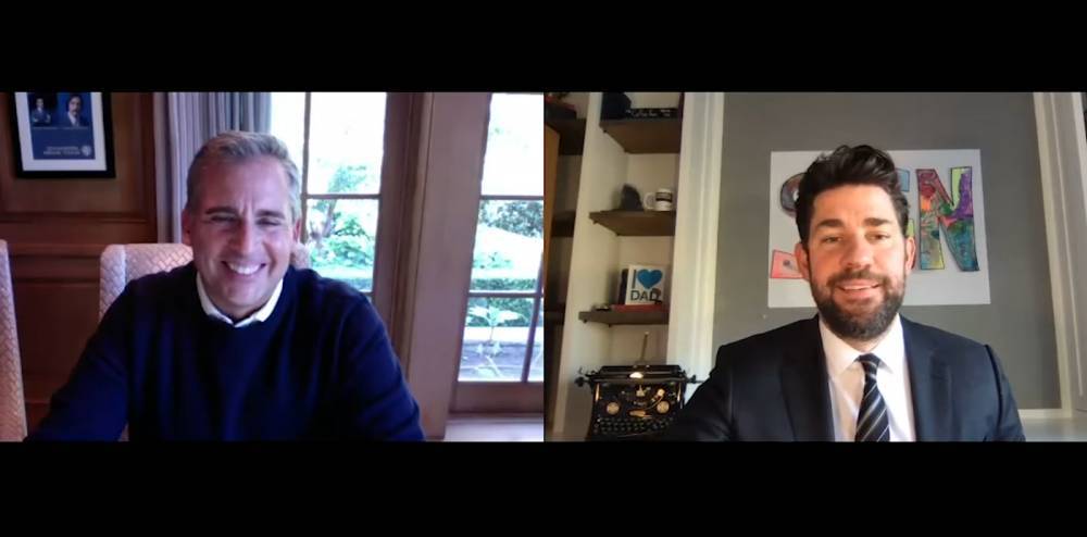 John Krasinski & Steve Carell Reunite to Celebrate 'The Office' 15-Year Anniversary! - www.justjared.com