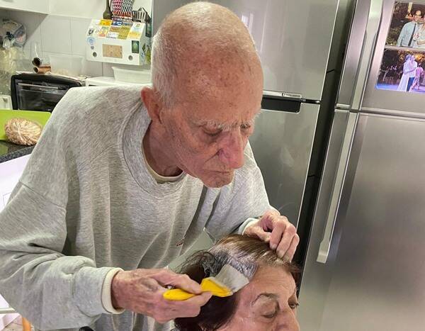 This Photo of a 92-Year-Old Man Coloring His Wife's Hair Amid Social Distancing Will Warm Your Heart - www.eonline.com