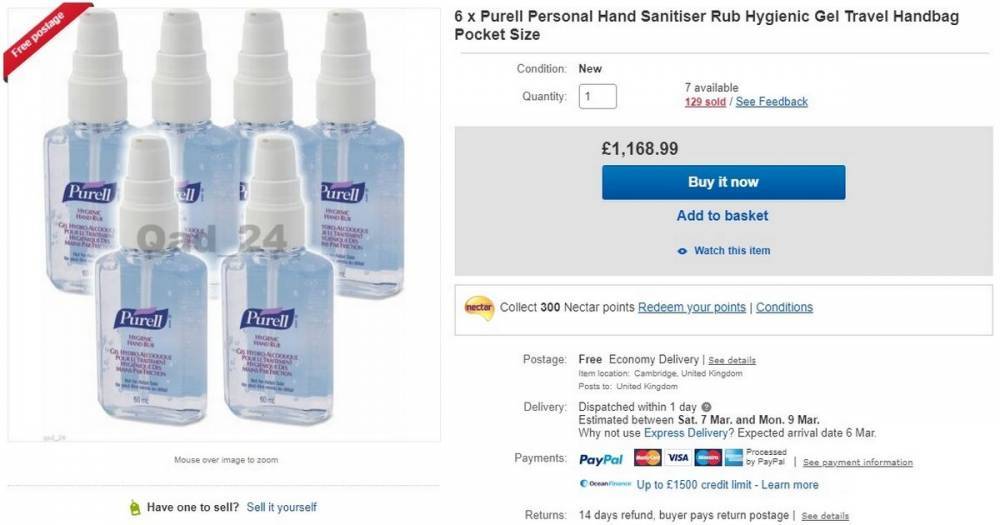 Hand sanitiser is selling on eBay for over £1,000 - but sellers have been warned - www.manchestereveningnews.co.uk