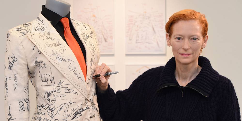 Tilda Swinton Signs Celebrity Signature-Filled Suit Going Up for Auction! - www.justjared.com - Britain - county Kent - county Powell
