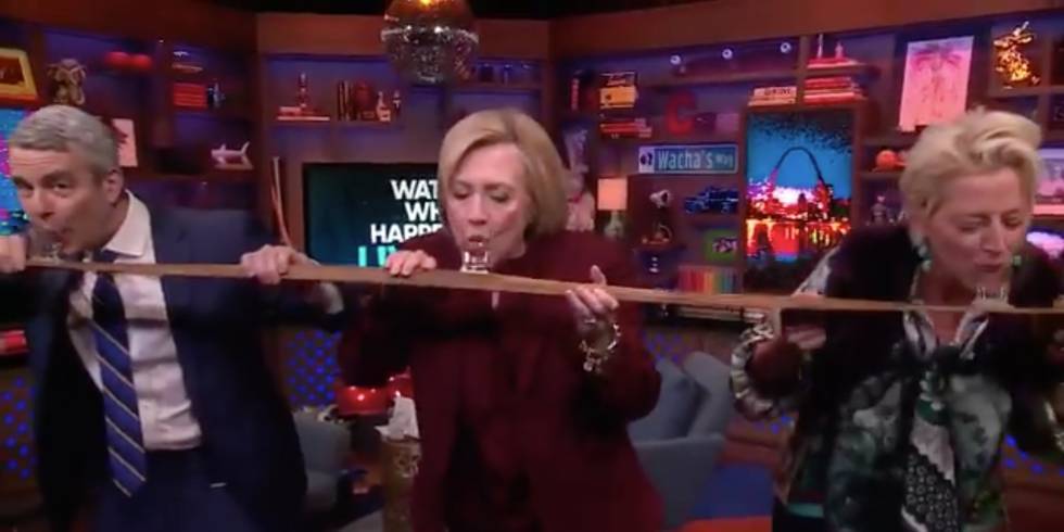 Hillary Clinton Did a Shotski Last Night and People Lost Their Minds - www.marieclaire.com