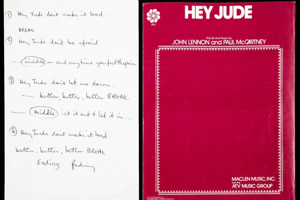 Paul McCartney’s original ‘Hey Jude’ lyrics up for auction in NYC - nypost.com - New York
