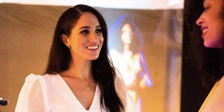 Meghan Markle Looked Radiant in a Sheer White Blouse and Pencil Skirt at the National Theatre - www.elle.com - London